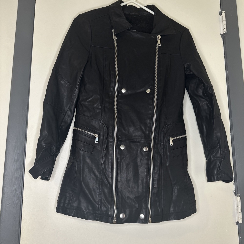 Forever‎ 21 faux leather jacket hip length black Womens S